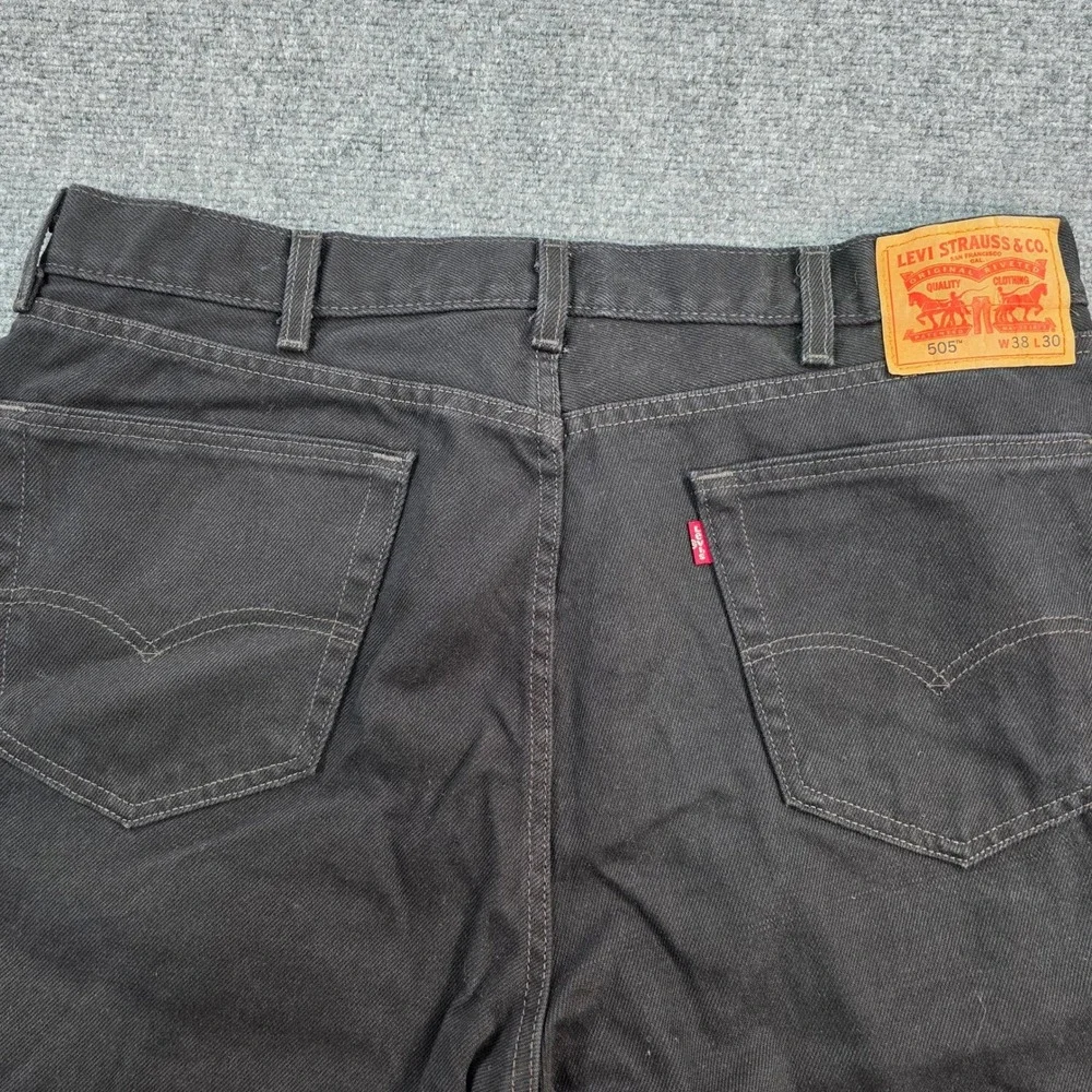 Levi's 505 Regular Fit Jeans Mens W38 L30 Black Denim Classic Casual‎